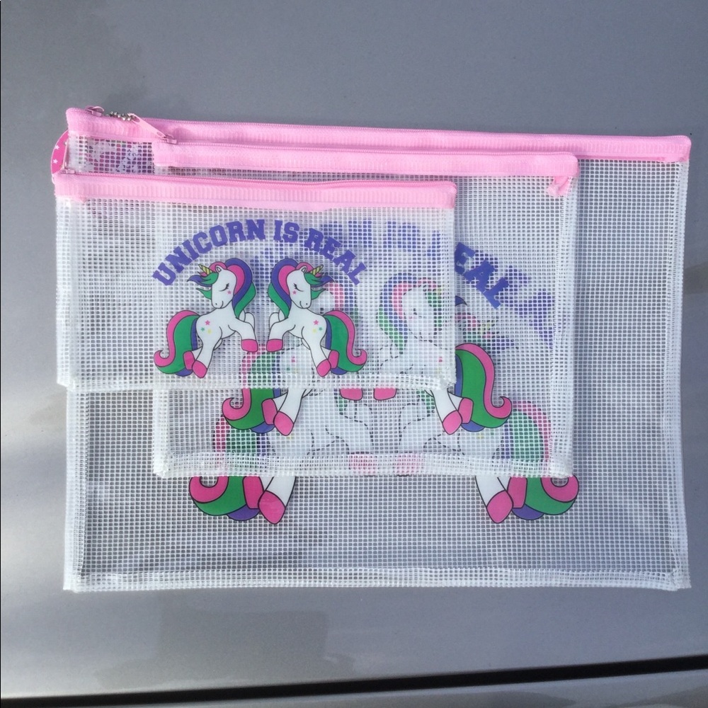 Three Pack Fashion Zipper Bags Sets. Multiple Size